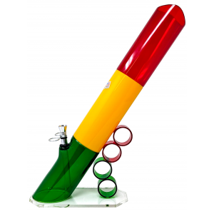 17.5" Acrylic Rasta Color Metal Pull Bowl Water Pipe W/ Grip - [AJM03]